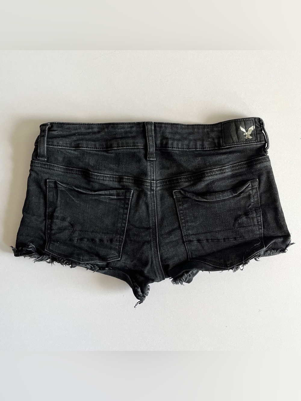 American Eagle super low shortie 4 super stretch black jean denim micro Y2K mini - Picture 2 of 5